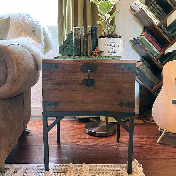 Reclaimed Wood Storage Trunk Table