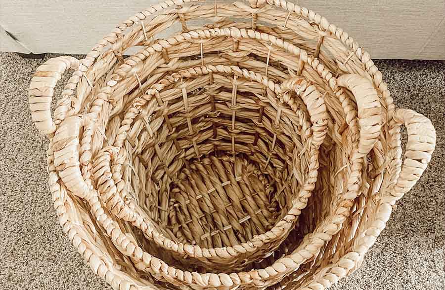 Open Weave Seagrass Baskets, Set of 3