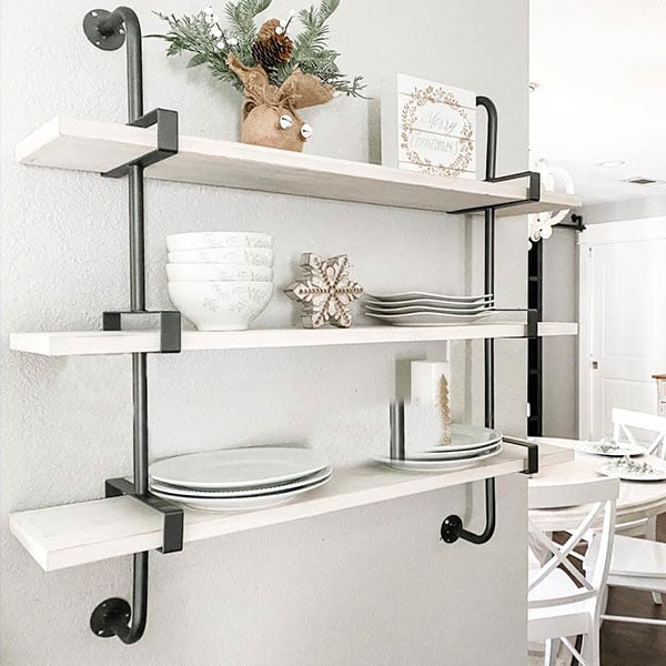 3-Tier Industrial Wood Wall Shelf