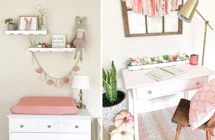 White Distressed Metal Wall Shelves, Set of 2