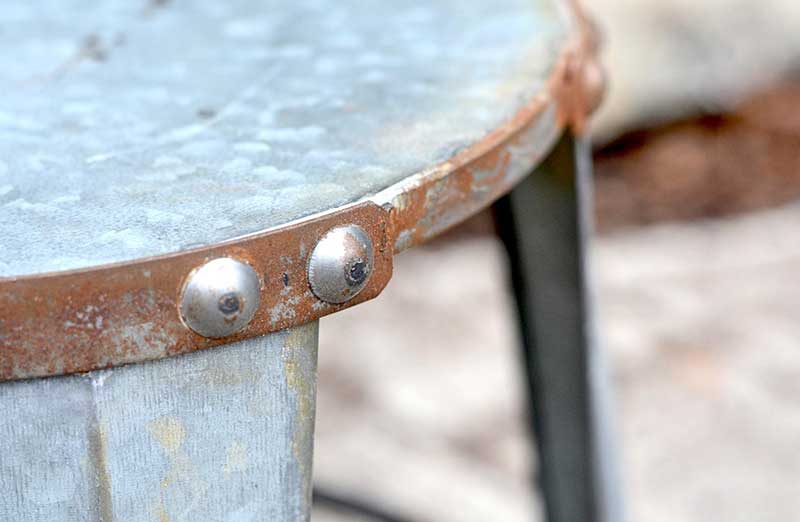 Aged Galvanized Milking Stool