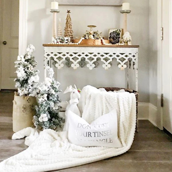 Metal Scalloped Edge Console Table