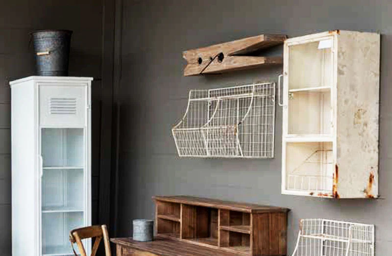 Aged White Water Closet Cabinet