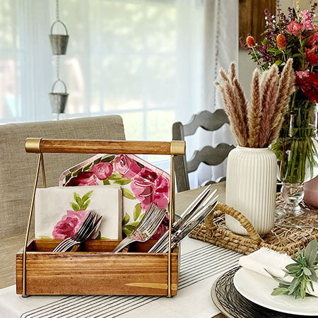 Wooden Kitchen Caddy with Handle