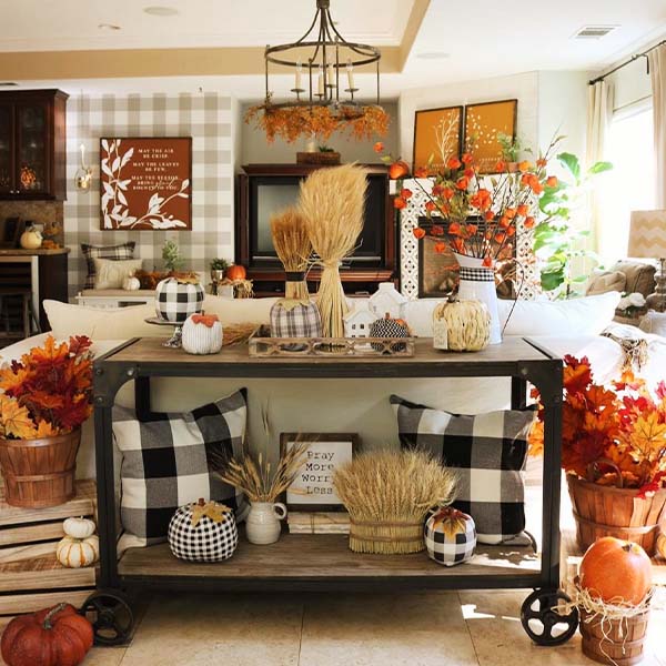 Farmhouse Industrial Rolling Cart Table