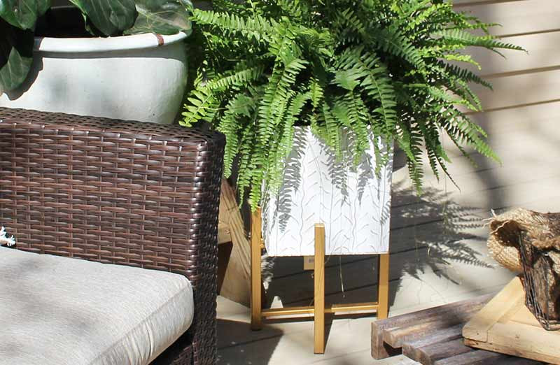 Embossed Tin Planters With Stands  Set of 2