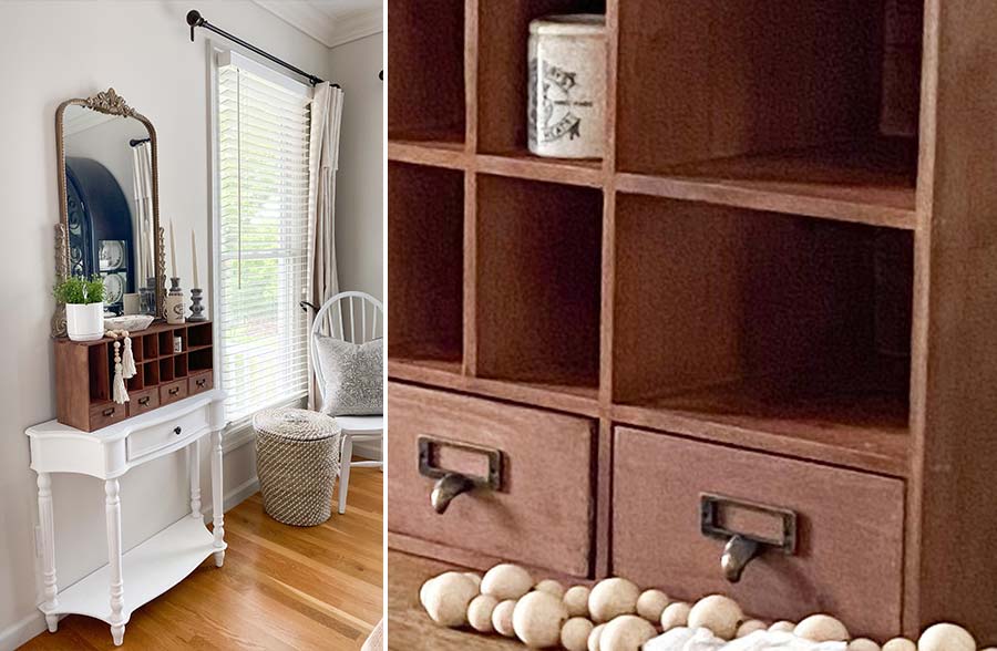 Wooden Cubby Organizer with Drawers