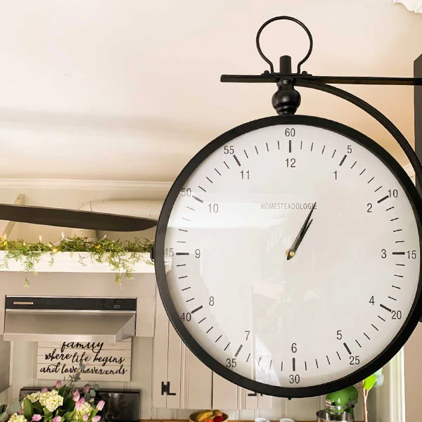 Double-Sided Hanging Wall Clock With Bracket