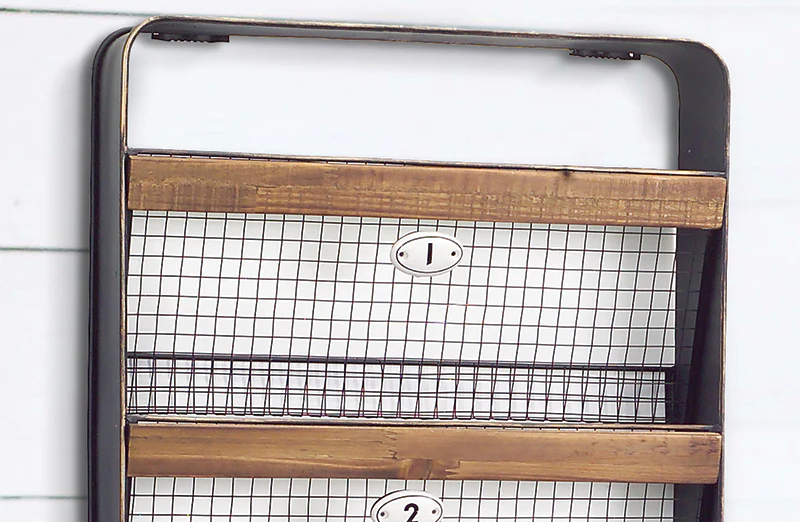 Wood and Metal Wire Wall Organizer