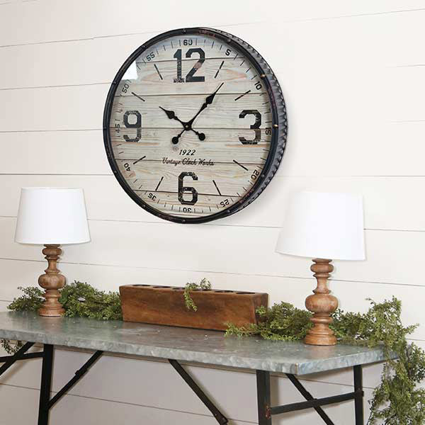 Corrugated Wooden Plank Wall Clock