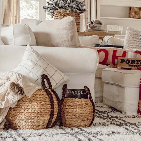 Round Handwoven Seagrass Round Handled Baskets