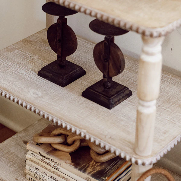 Three-Tier Beaded Edge Whitewash Table