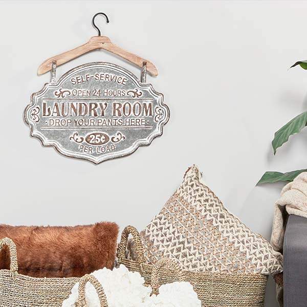 Distressed Laundry Sign On Hanger