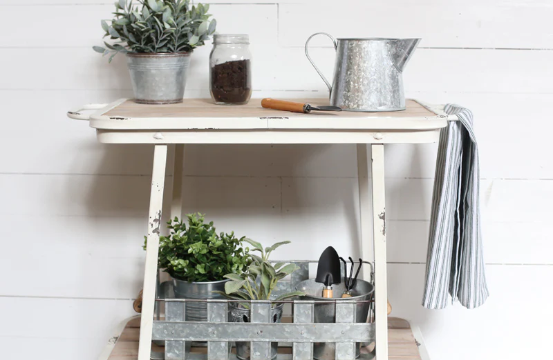 Distressed Metal Rolling Cart