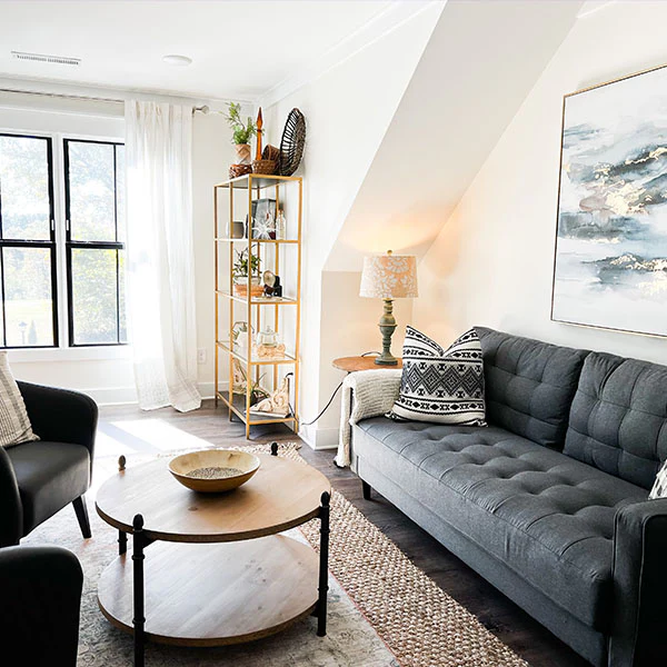 Round Wooden and Iron Coffee Table