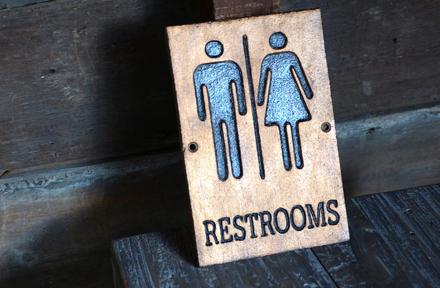 Metal Men and Women Restrooms Wall Plaque