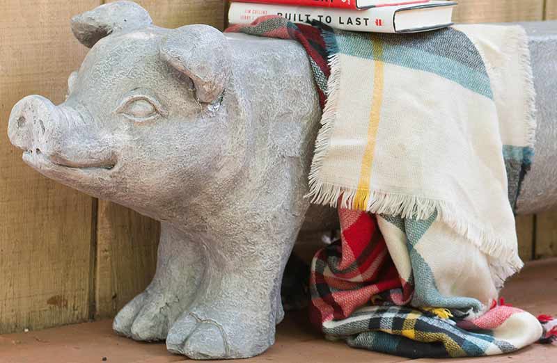 *HUGE* Eclectic Pig Garden Bench