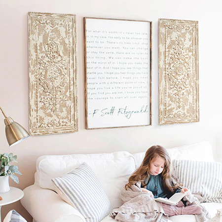 Chippy Carved Wall Panels, Set of 2