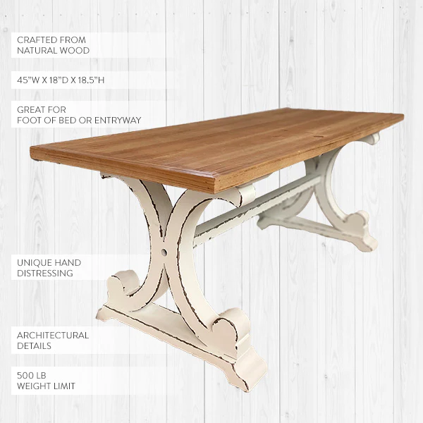 Distressed Wooden Corbel Bench