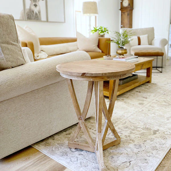Organic Wood Curved Leg Accent Table