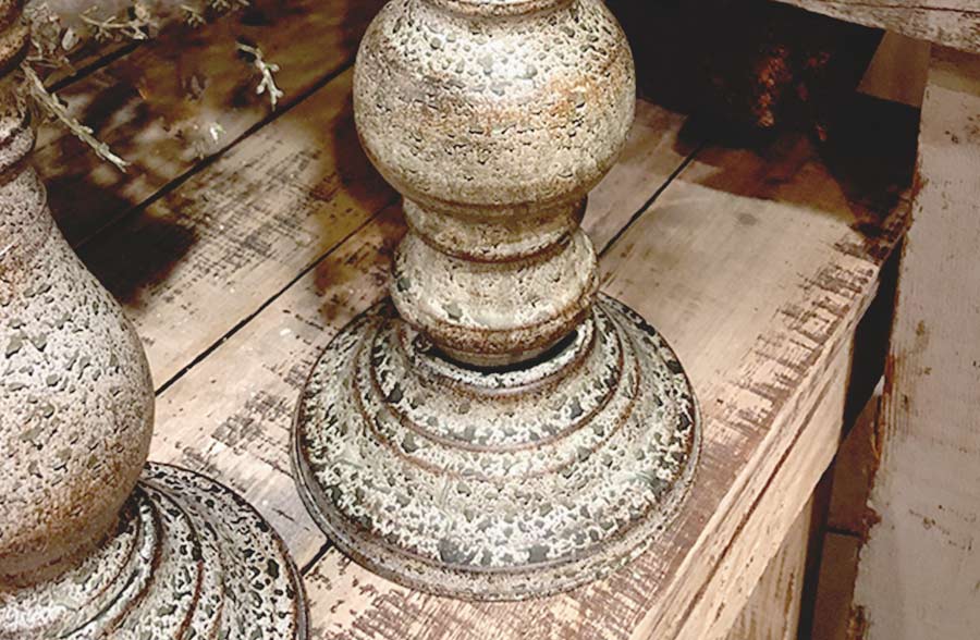 Oversized Weathered and Distressed Candle Holders, Set of 2