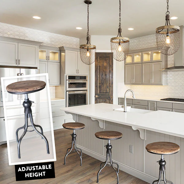 Wooden Top Adjustable Stool