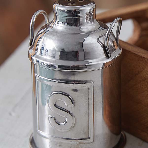Milk Can Salt and Pepper Shaker with Caddy