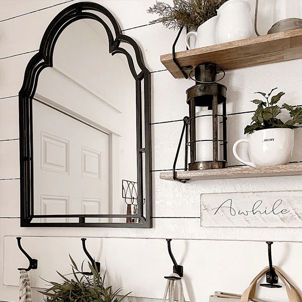 Scalloped Black Wall Mirror