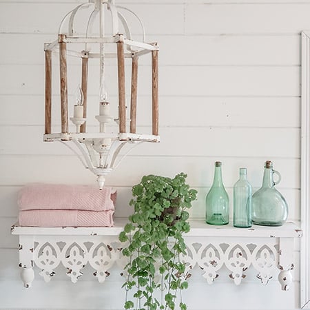 45.5 Inch French Country Distressed Wooden Shelf