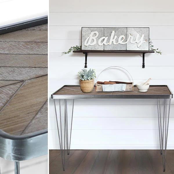 *HUGE* Wooden Chevron Console Table