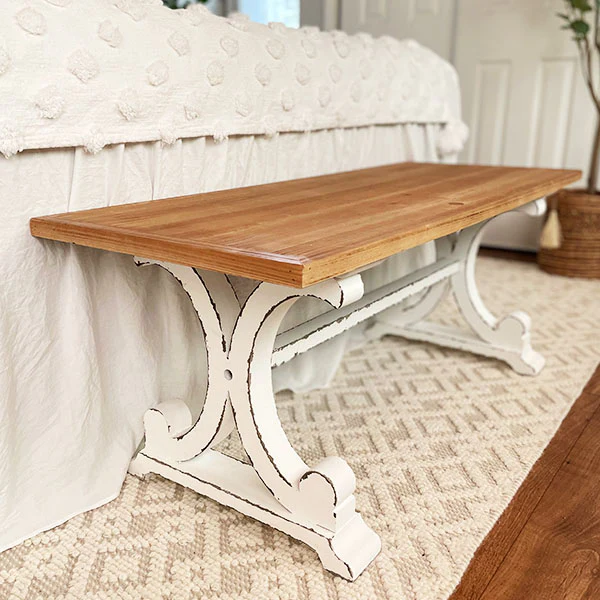 Distressed Wooden Corbel Bench