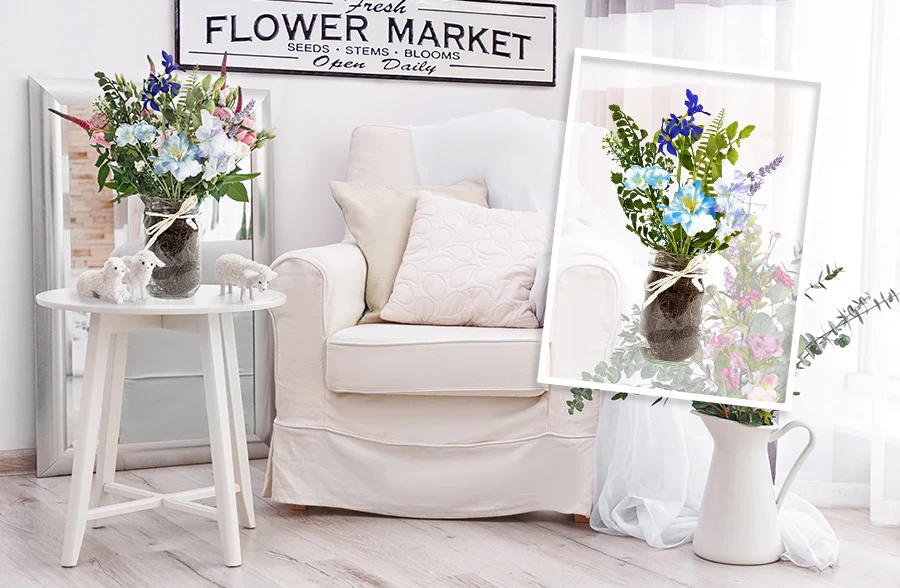 Mason Jar with Mixed Floral Arrangement