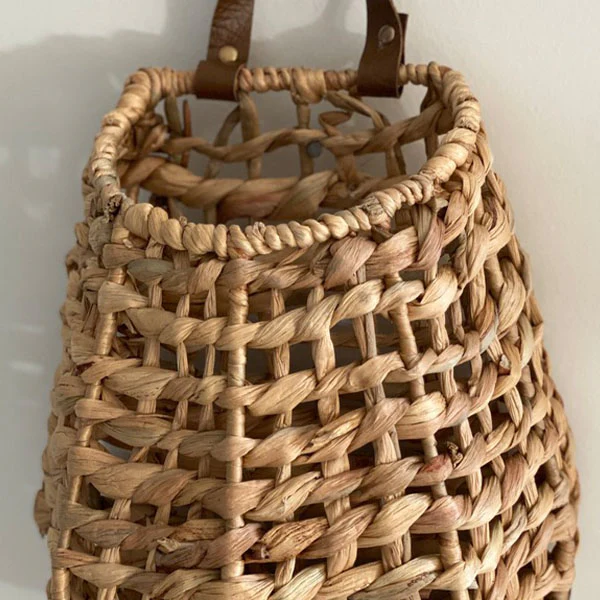 Wall Basket with Faux Leather Handle