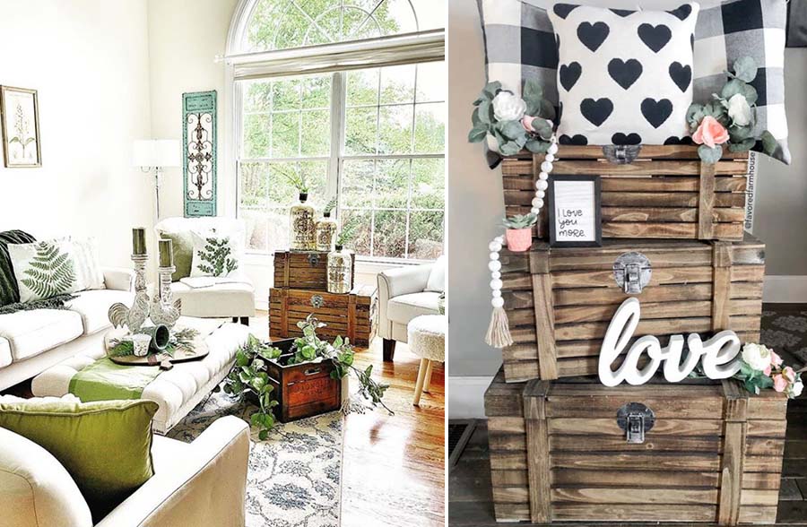 HUGE Wood Storage Trunks, Set of 3