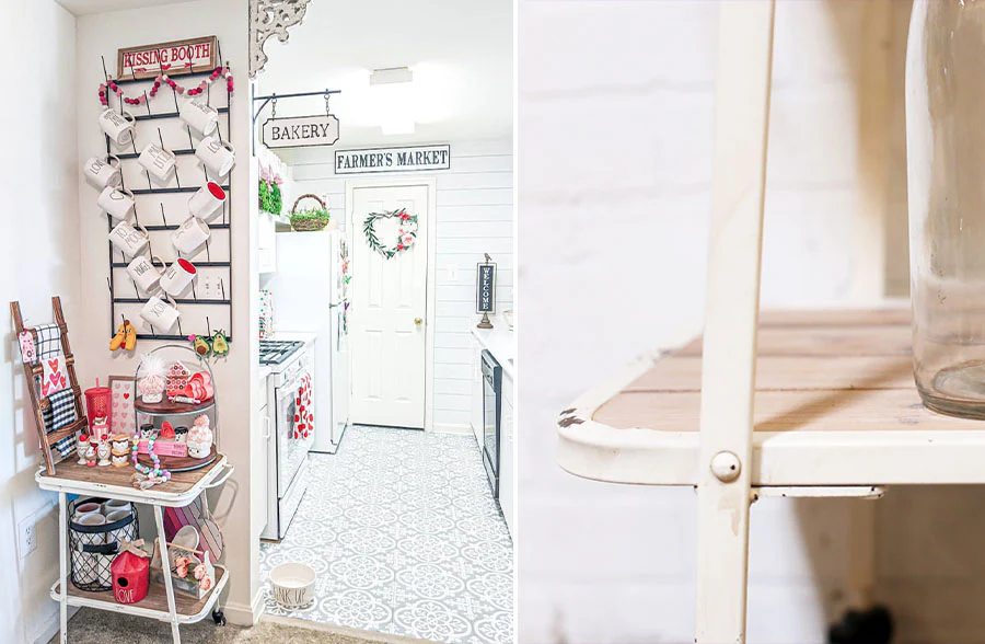 Distressed Metal Rolling Cart