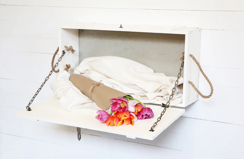 *HUGE* White Washed Wooden Box Shelf