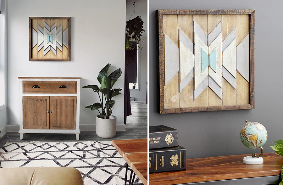 Chevron Pattern Geometric Wooden Wall Plaque