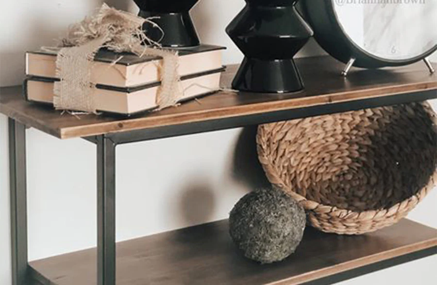 Wooden Two Tiered Open Shelving, Set of 2