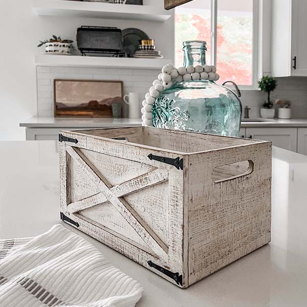 Whitewashed Barnwood Storage Planter