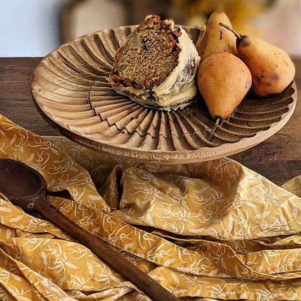 Carved Wooden Cake Stand Riser