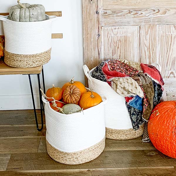 Two-Toned Water Hyacinth Storage Baskets, Set of 3