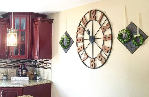 *HUGE* Rustic Wood and Metal Wall Clock