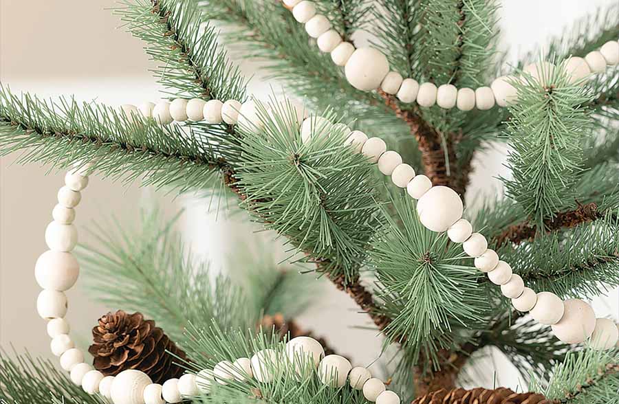 46 Inch Long Wood Bead Garland