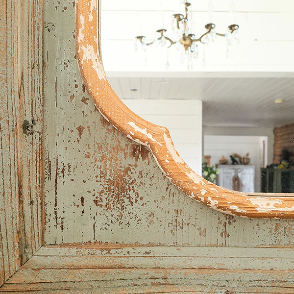 Distressed Teal Wooden Mirror