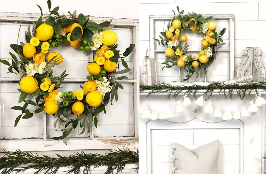Fresh Citrus and Lush Floral Summer Wreath