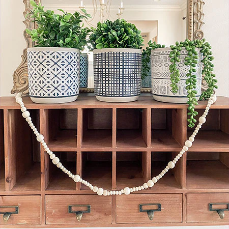 46 Inch Long Wood Bead Garland