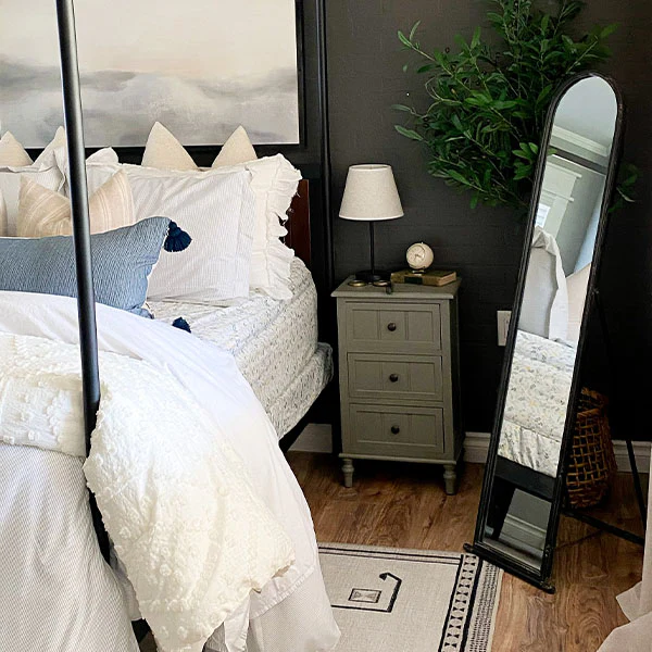 Floor Mirror with Metal Frame and Stand