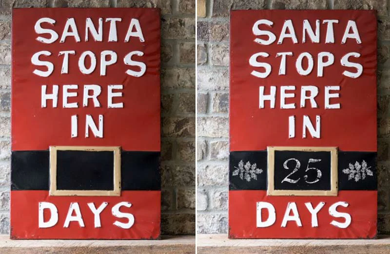 Santa Stops Here Christmas Count Down Sign