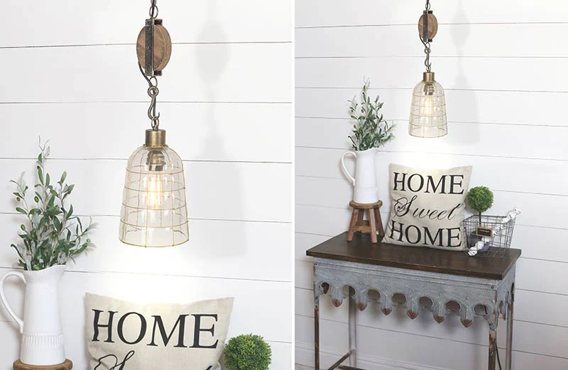 Glass Pendant Pulley Light System