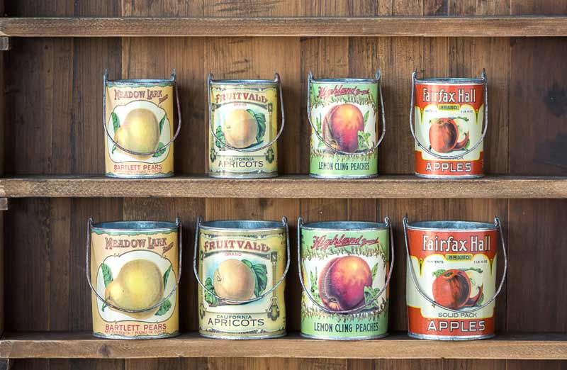 Vintage Fruit Cans Set of 8